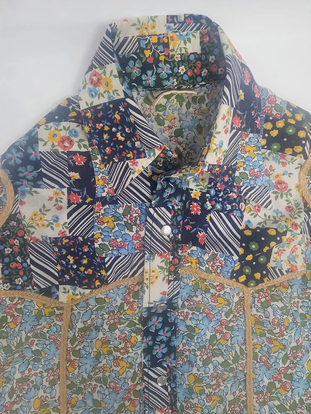 Vintage Floral Patchwork Western Snap Shirt Women's M One of a Kind Prairie - Picture 4 of 8